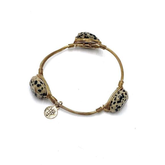 Bourbon and Boweties Bracelet Bangle 7.25”Dalmatian Jasper - Picture 2 of 4